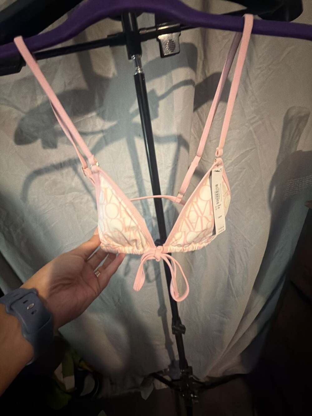Victoria's Secret Logo Tie-Front Triangle Bikini Top XS/XP